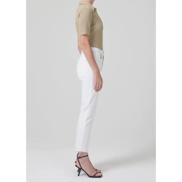 Citizens of Humanity Daphne‎ High-Rise Raw Hem Cropped Jeans White Women Size 33 - Picture 5 of 16